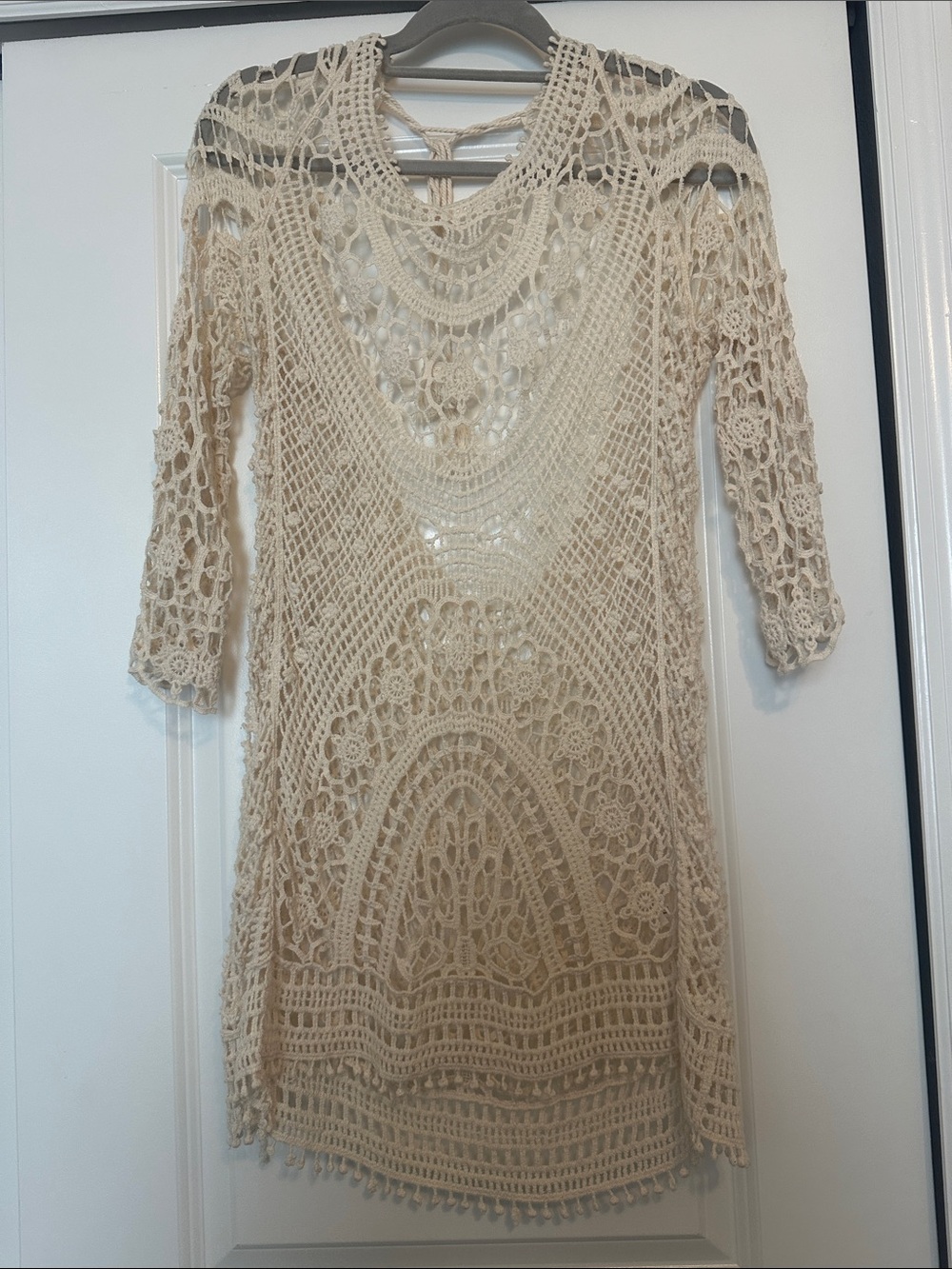 Boho Crochet Lace Tunic coverup in Cream